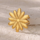 Vintage Flower Rings for Women – Adjustable Stainless Steel Flora Aesthetic Jewelry