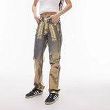 Gerade geschnittene Jeans in Metallic-Gold/Silber