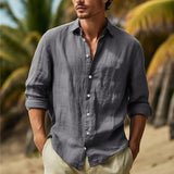 Camisa casual de color sólido de talla grande para hombre