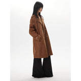 Vintage-Trenchcoat aus dickem Leder für Damen