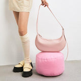 Smiley Face Leather Baguette Shoulder Bag