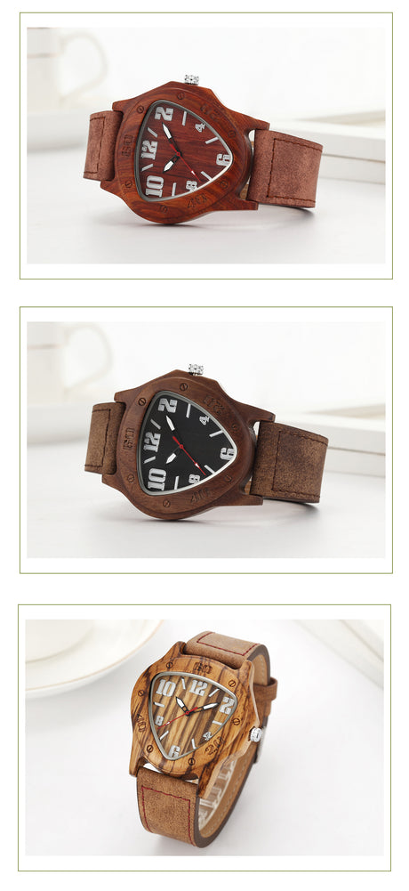 Men's Triangle Wooden Watch European And American Foreign Trade Atmosphere - Dazpy