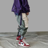 New men's Japanese loose version of overalls fashion men's large size stitching casual beam pants