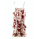 Minivestido evasé de algodón con estampado geométrico para mujer