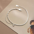 Silver Bracelet Femininity Simple Row Diamond Asymmetry - Dazpy