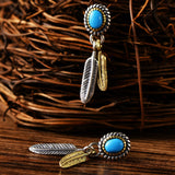 Sterling Silver Vintage Indian Feather Earrings - Dazpy