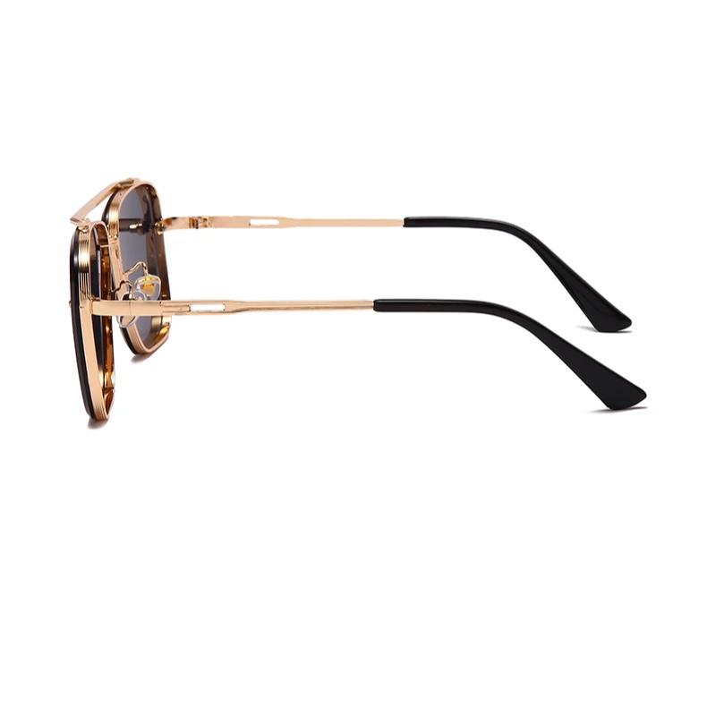 Gafas de sol clásicas vintage cuadradas: gafas de sol de lujo con montura de metal y protección UV400 para hombres y mujeres