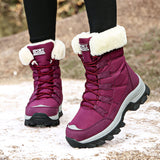 Botas de nieve cálidas con forro polar para exteriores para mujer