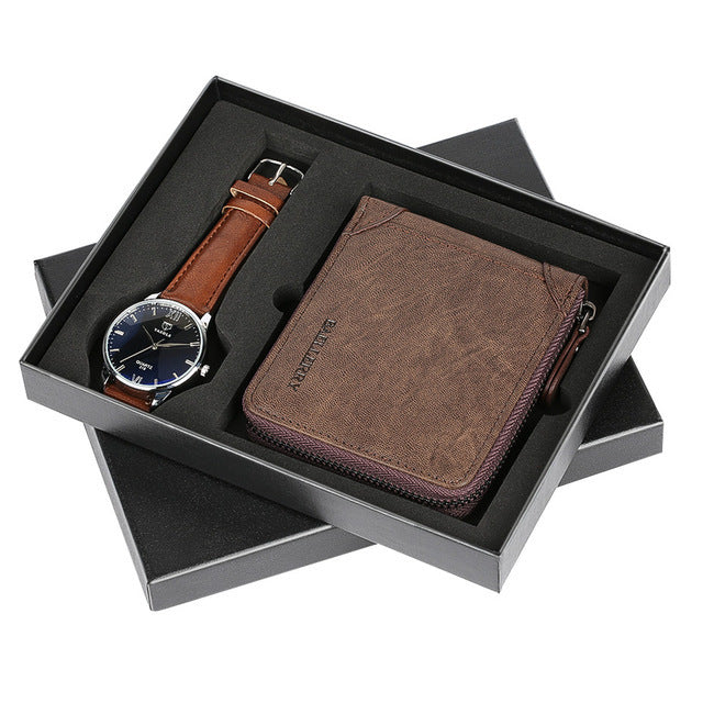 Watch Men's Wallet Fashion Birthday Gift Men's Quartz Watch Wallet - Dazpy