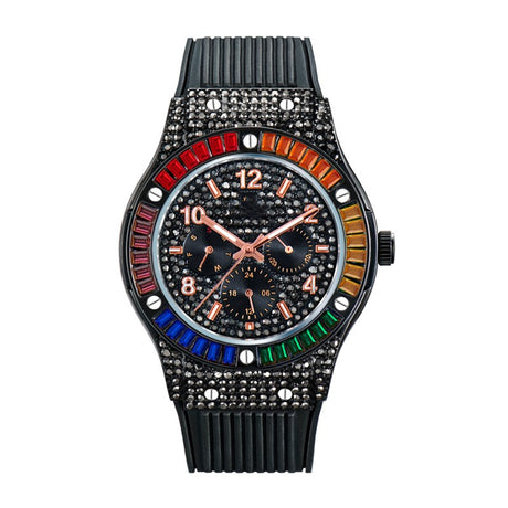 Rainbow Square Diamond Silicone Tape Waterproof Men's Watch - Dazpy