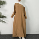 Vestido largo de manga larga con cuello redondo para mujer