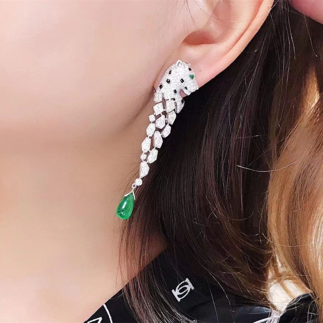 Vintage Green Gem Earrings With Diamonds - Dazpy