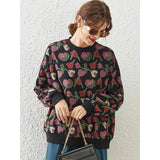 Sudadera holgada con estampado floral retro - Estilo informal