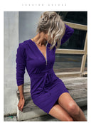 Women's Hooded Lace-Up Pencil Mini Dress