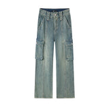 Distressed-Jeans mit weitem Bein