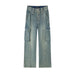 Distressed-Jeans mit weitem Bein