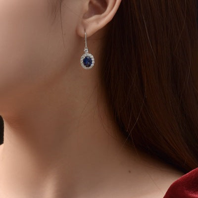 Royal Blue Earrings Classic Retro All Over - Dazpy