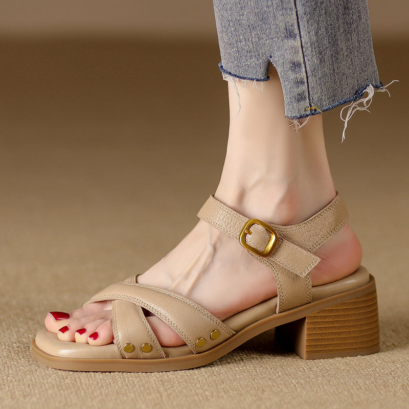 Buckle Leather Sandals