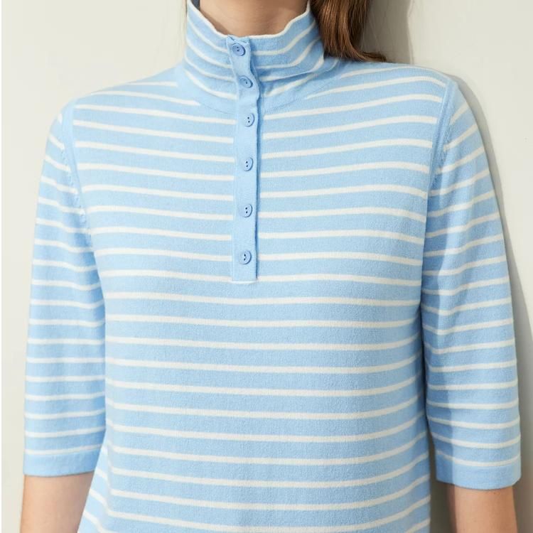 Spring Elegance Striped Wool Blend Sweater