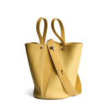 Luxurious Genuine Leather Bucket Shoulder Bag - Large Capacity, Versatile Fashion for Women