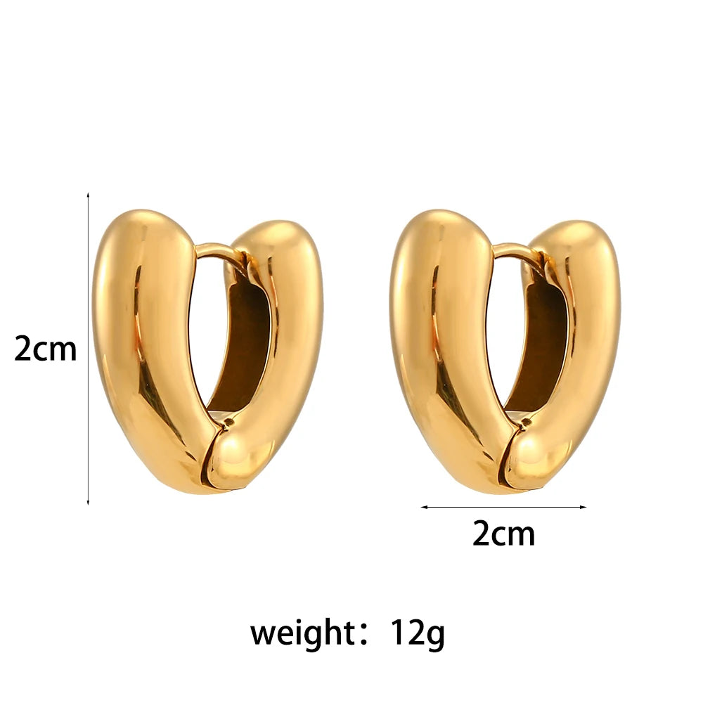 Gold PVD Water-Resistant Chunky Heart Hoop Earrings – Hypoallergenic & Tarnish-Free