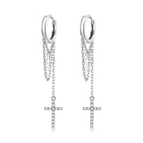 Long Tassel Glittering Cross Earrings - Dazpy