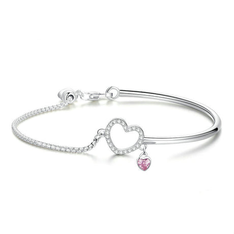 Jewelry Woman Heart Sterling Silver Fashion Ladies Silver Bracelet - Dazpy