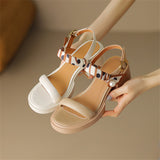 Chic Open Toe Leather Platform Sandals