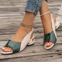 Sandalias de tacón cuadrado con pulsera al tobillo y abertura en la punta para mujer