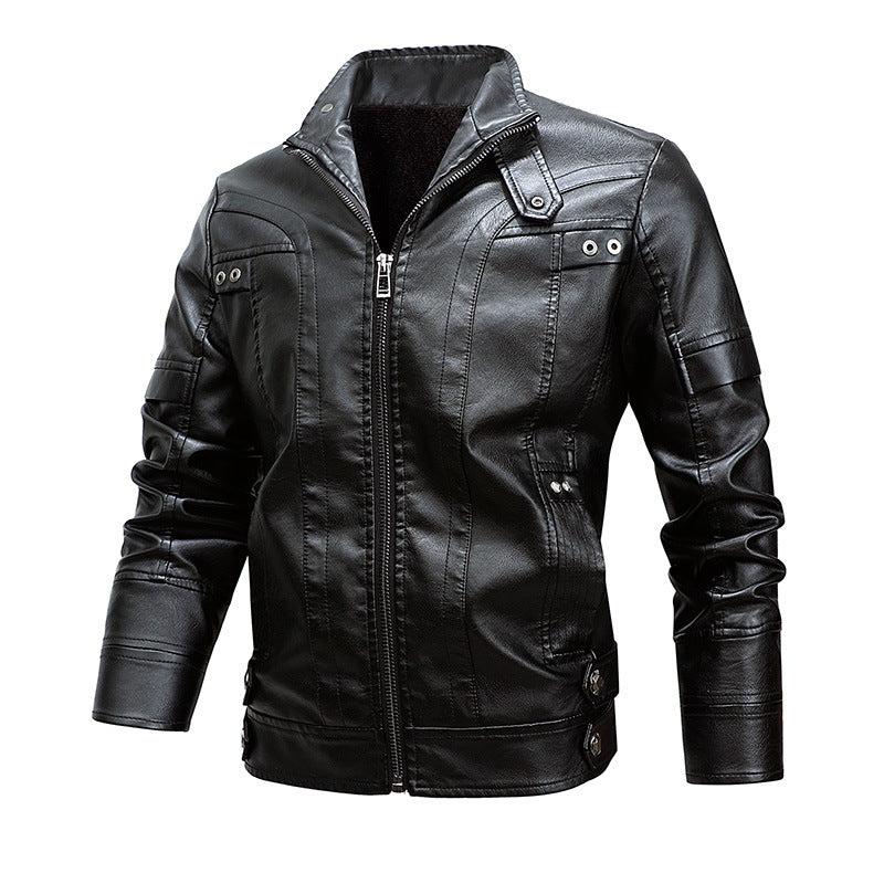 Men's Fashion Loose Lapel Leather Coat