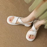 Sommer Eleganz 2023: Handgefertigte Ledersandalen mit Blockabsatz und Plateau