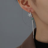 Antiqued Sterling Silver Bamboo Asymmetric Stud Earrings - Dazpy