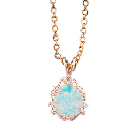 Sterling Silver Fancy White Opal Necklace - Dazpy