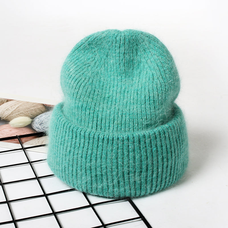 Gorro de punto de piel de conejo auténtica unisex de 9 colores: cálido y elegante para hombres y mujeres