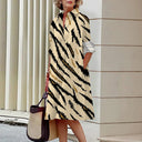 Women's Digital-Print Stretch A-Line Midi Dress