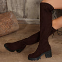 Women's Leopard Lace-Up Over-Knee Boots