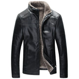 Men PU Leather Stand Collar Jacket