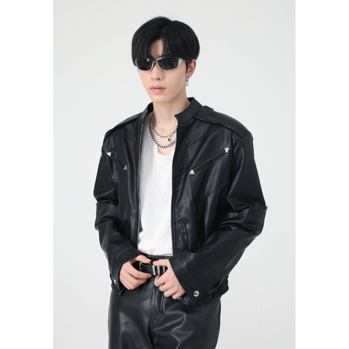 Men's High-grade Short Motorcycle Leather Coat