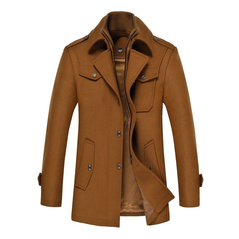 Wollmantel Herren Slim Trenchcoat Verdickte Wolle