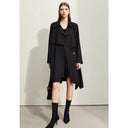 Gabardina minimalista elegante de dos piezas con dobladillo irregular y cinturón para mujer