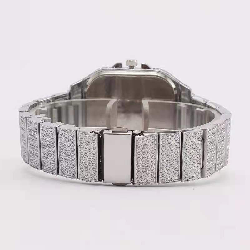 Square Diamond Steel Band Quartz Watch - Dazpy