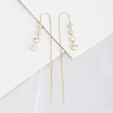 925 Long Zircon Earrings Korean Style Simple Geometry - Dazpy