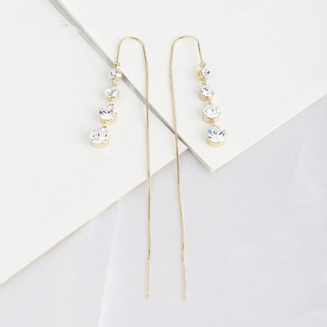 925 Long Zircon Earrings Korean Style Simple Geometry - Dazpy