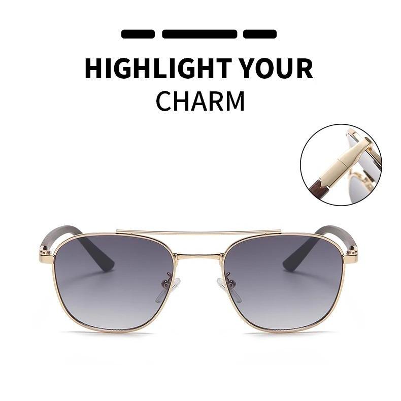 Trendy ovale Vintage-Sonnenbrille mit Holzrahmen für Damen