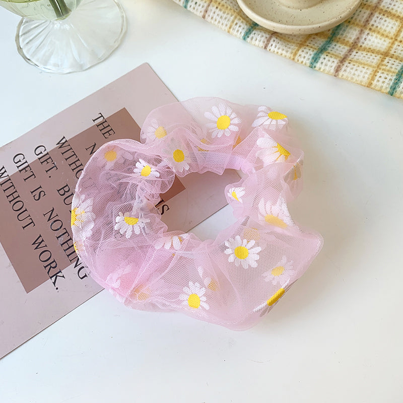 Diademas elásticas para el pelo con margaritas bordadas a mano, estilo coreano