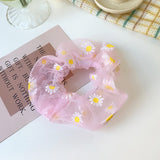 Korean Chic Handmade Embroidery Daisy Elastic Hair Bands