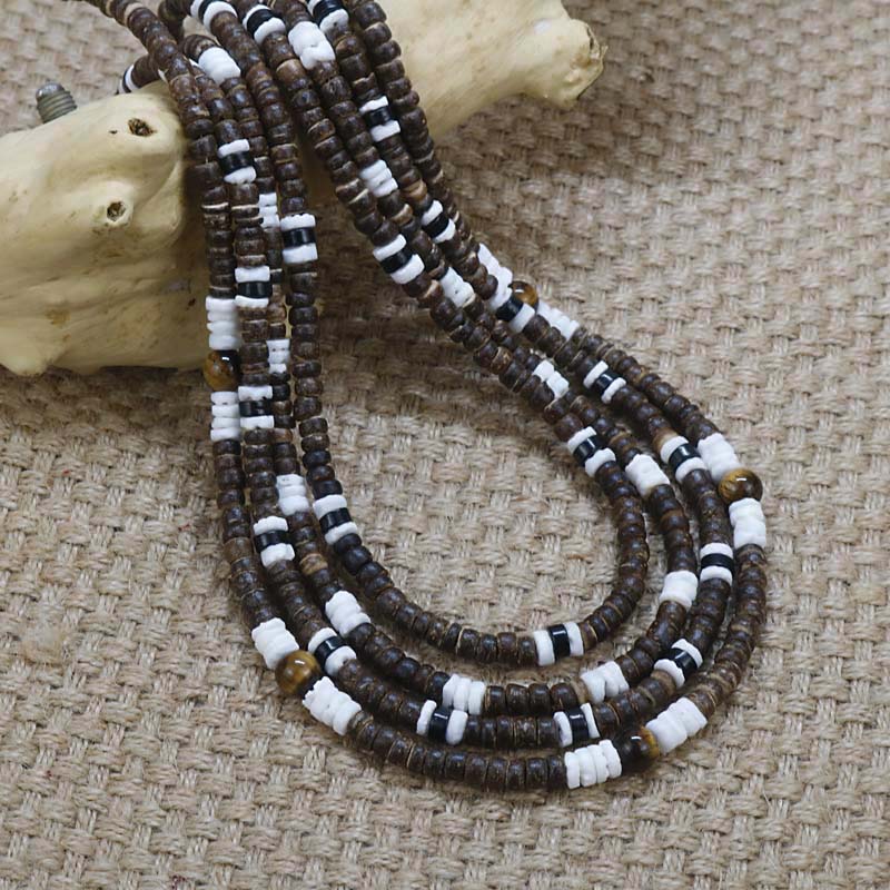 Men Tribe Ethnic Coconut Shell Necklace Men - Dazpy