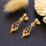 S925 Sterling Silver Drop Red Pomegranate Long Swaying Earrings - Dazpy