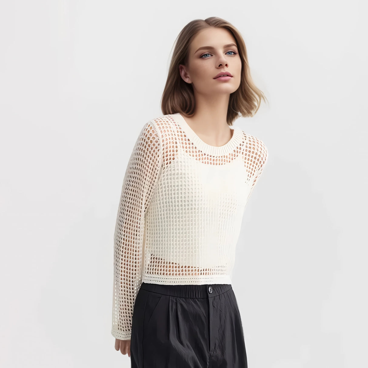 Elegante top de malla para mujer