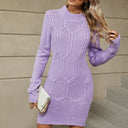 Women's Beaded Long-Sleeve Acrylic Sweater Dress